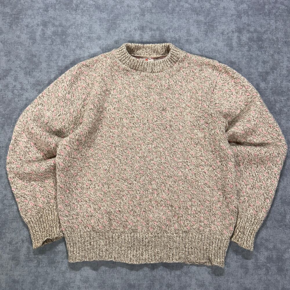 Vintage 80s EMS Eastern Mountain Sports Wool Heart Motif Crewneck Sweater Large